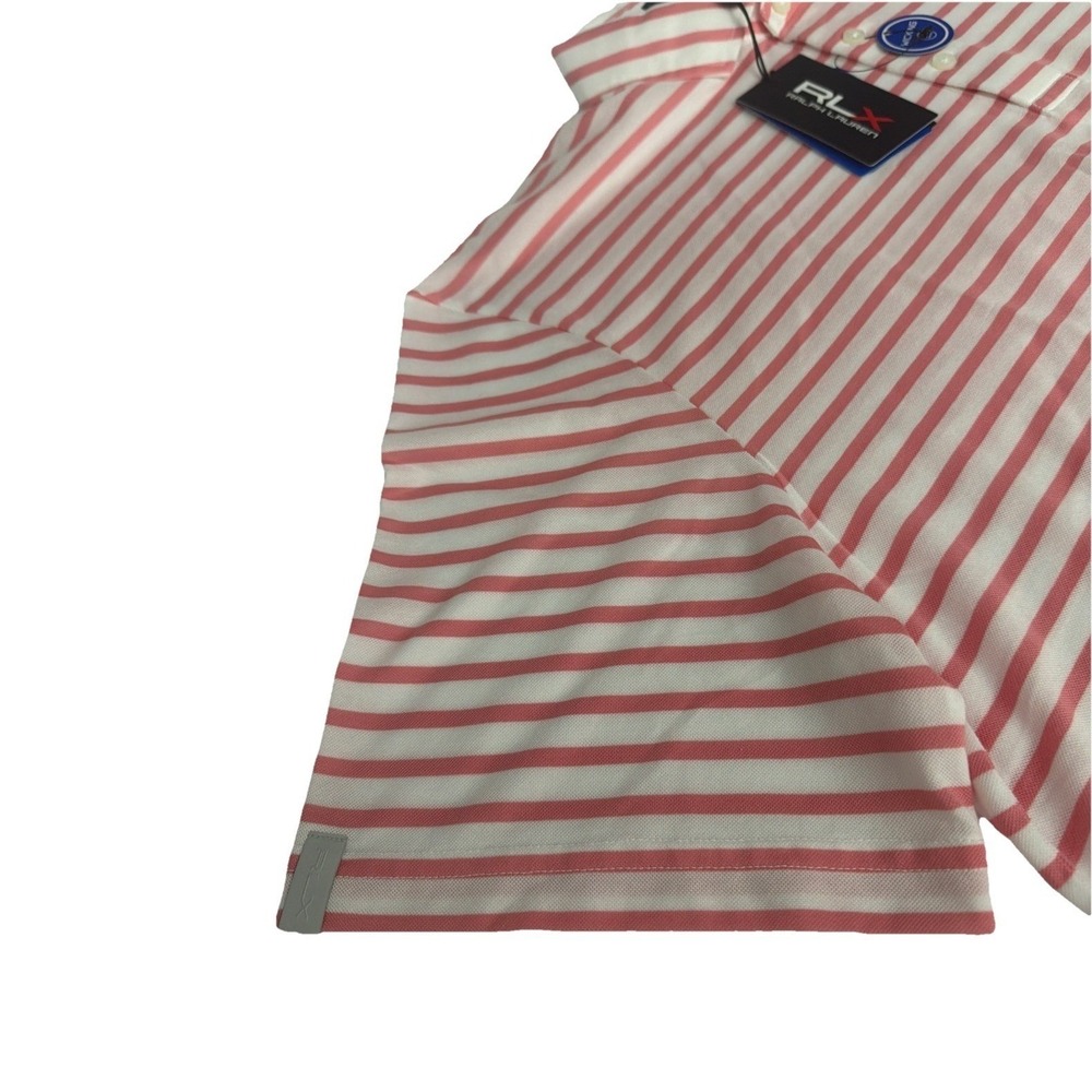 RLX Ralph Lauren Mens XL Golf Polo Shirt Pink White Striped Wicking Performance - Picture 5 of 12